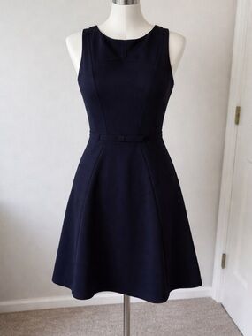H&M Navy Sleeveless Fit-and-Flare Midi Dress